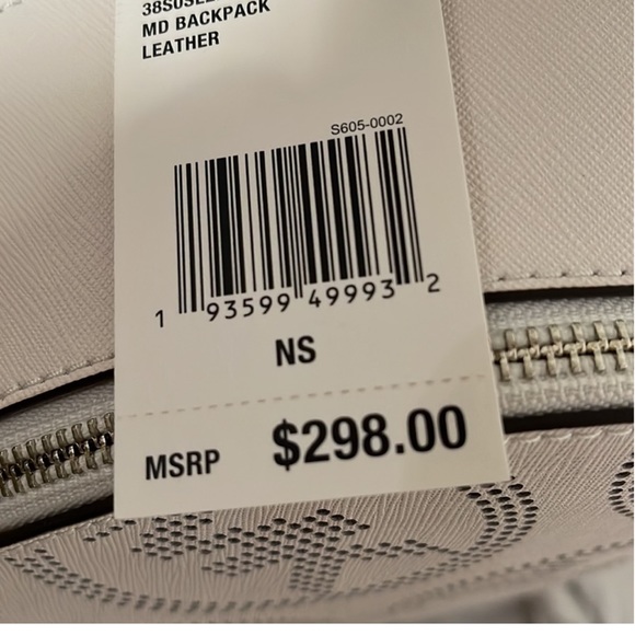 Michael Kors Rhea White/Silver Medium Leather Backpack - Picture 14 of 14